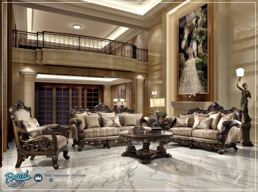 Set Sofa Tamu Mewah Ukir Jepara Klasik Royal Style