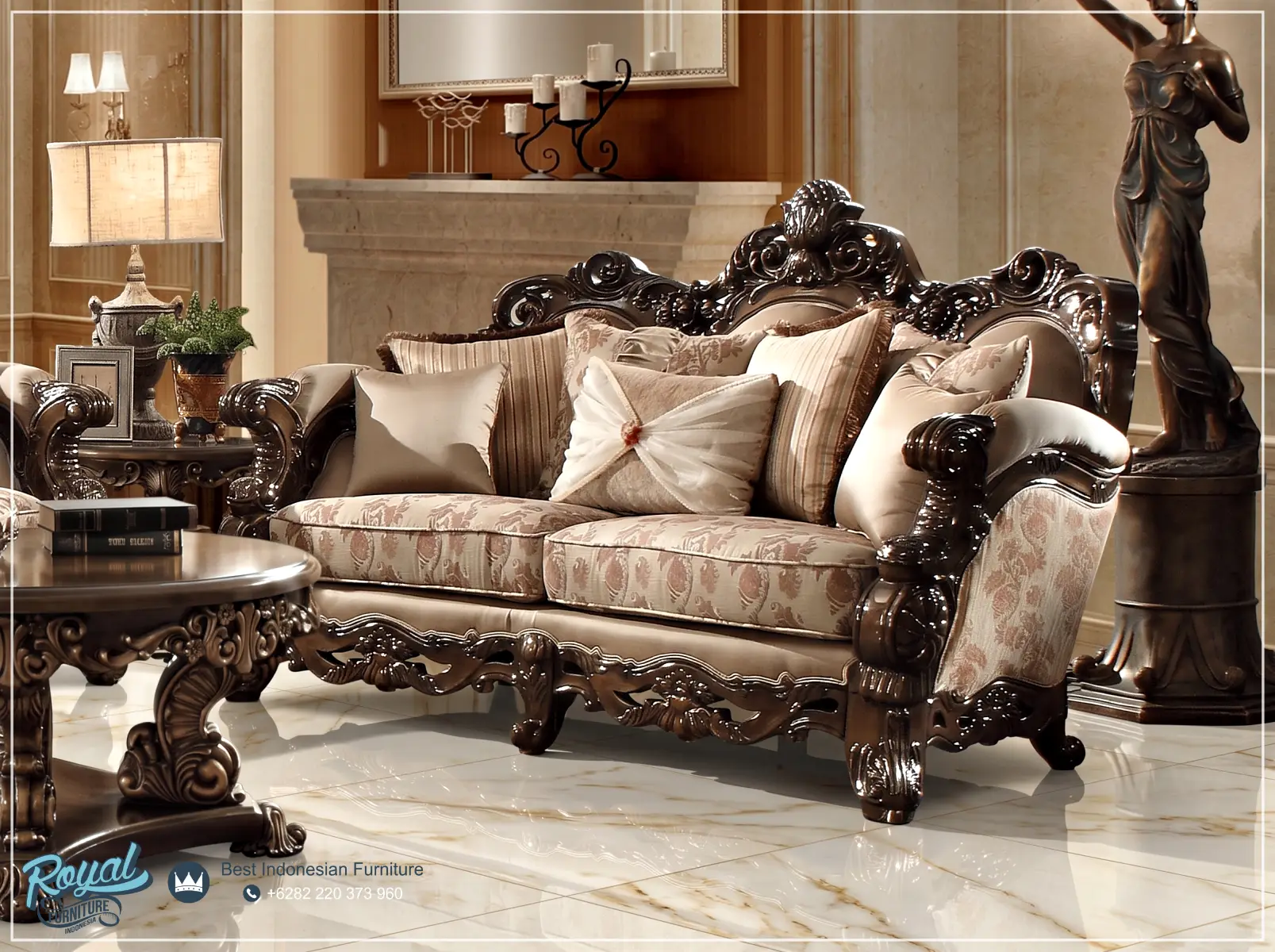 Sofa 2 Dudukan Mewah Ukir Jepara Klasik Royal Style