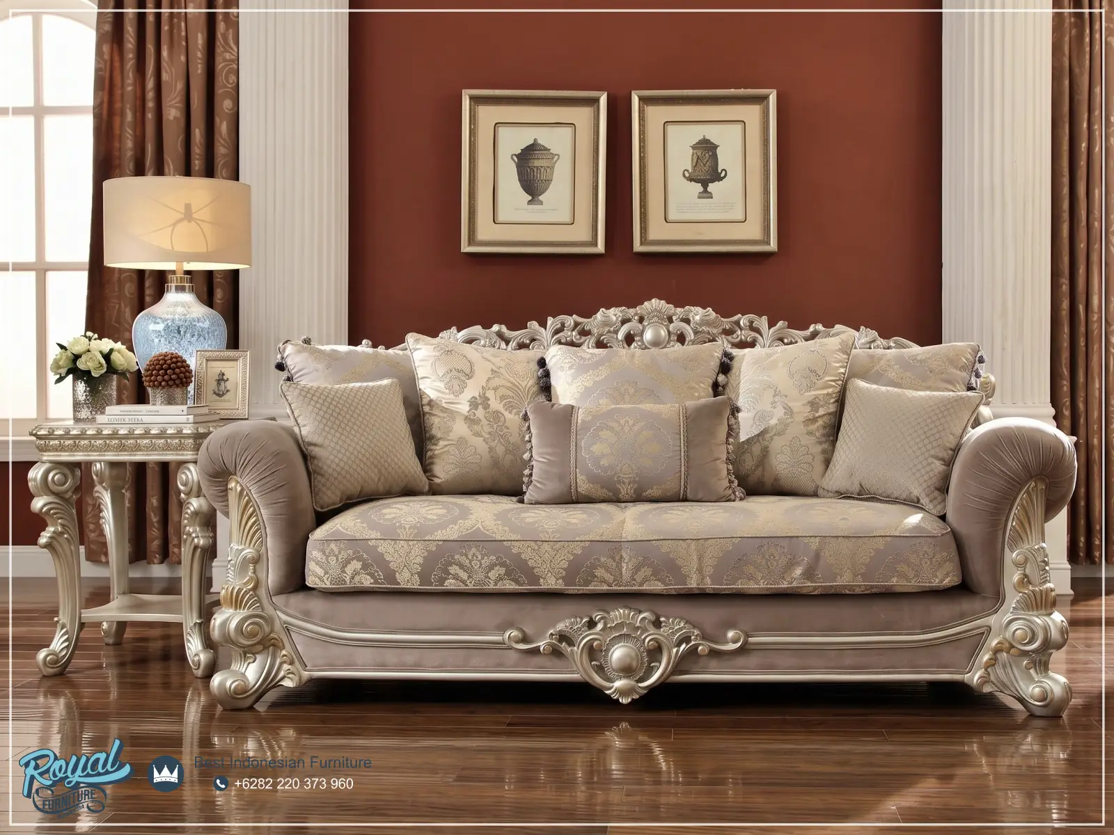 Sofa 3 Seater Mewah Klasik Ruang Tamu Eropa
