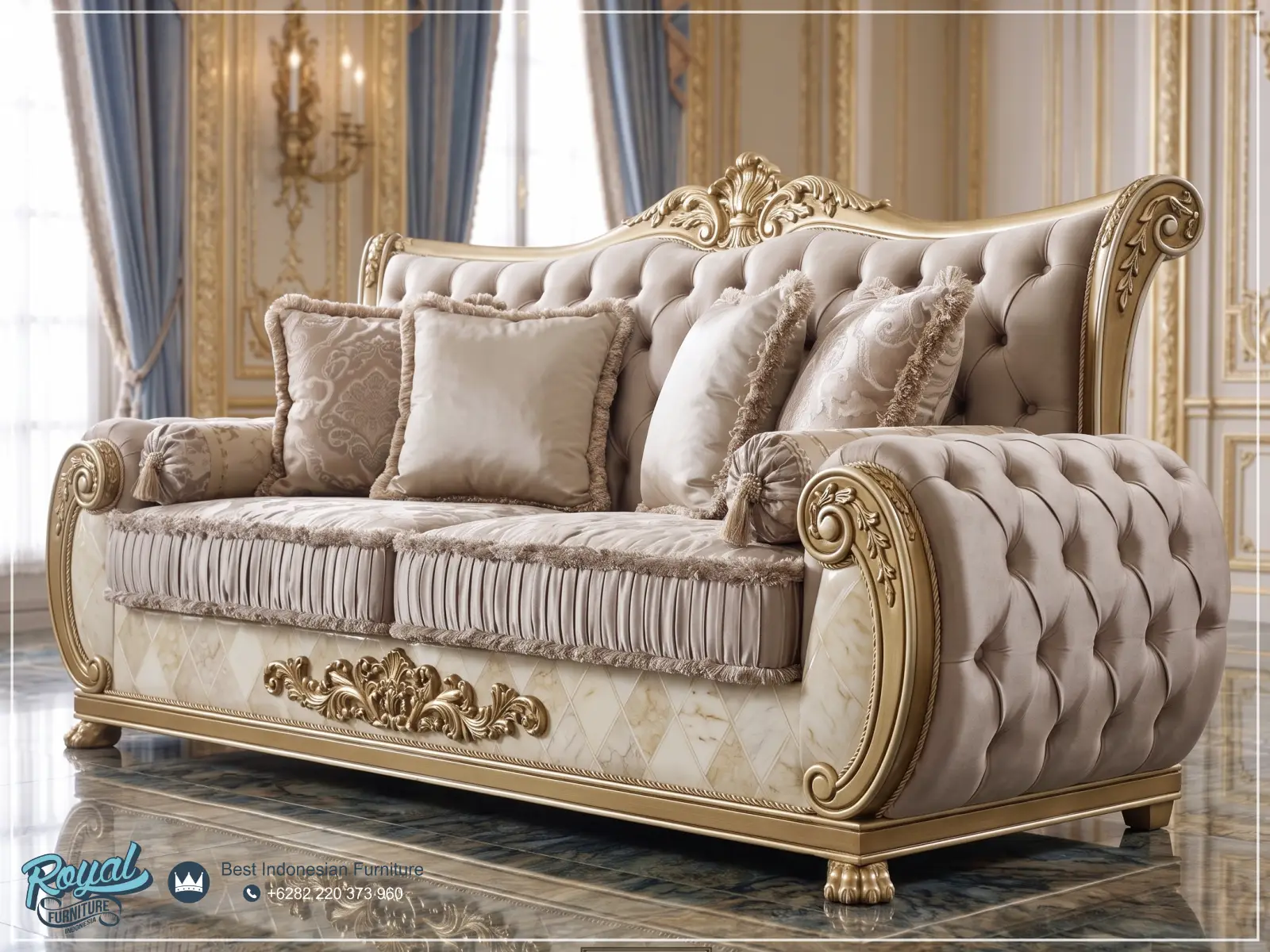 Sofa Klasik Ukir Gold Royal Jepara Mewah Gaya Eropa