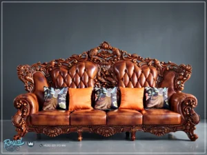 Sofa Kulit Ukir Klasik Mewah Jepara Kursi Tamu Jati Premium Style Royal Classic