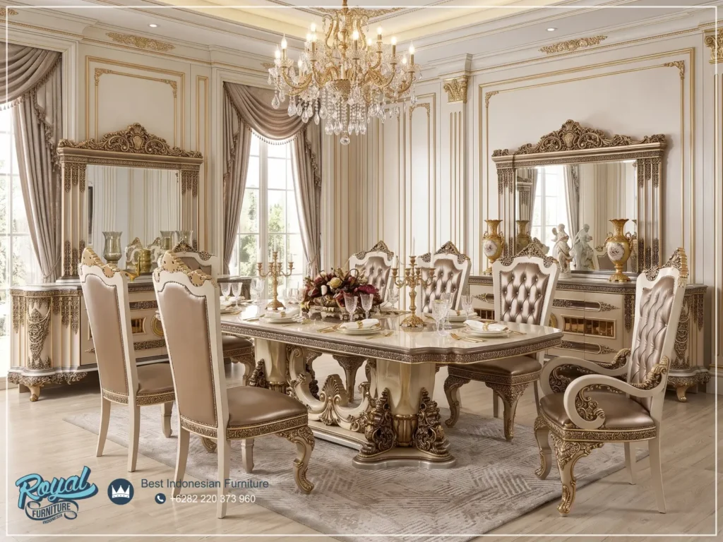 Dining Set Meja Makan Klasik Eropa Ukiran Royal Jepara