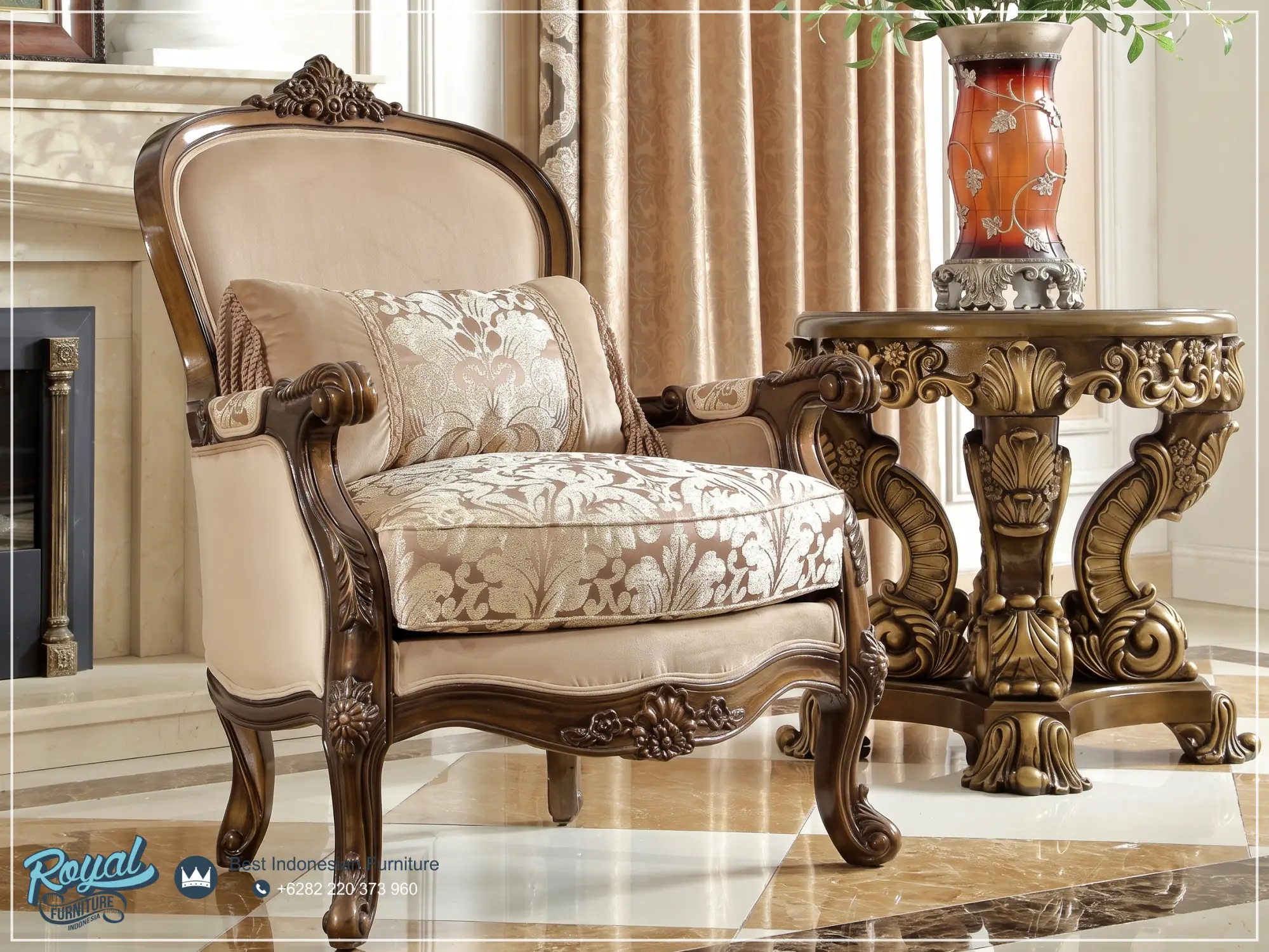 Kursi Sofa Ruang Tamu Ukir Mewah - Mahakarya Kemewahan Klasik Living Room